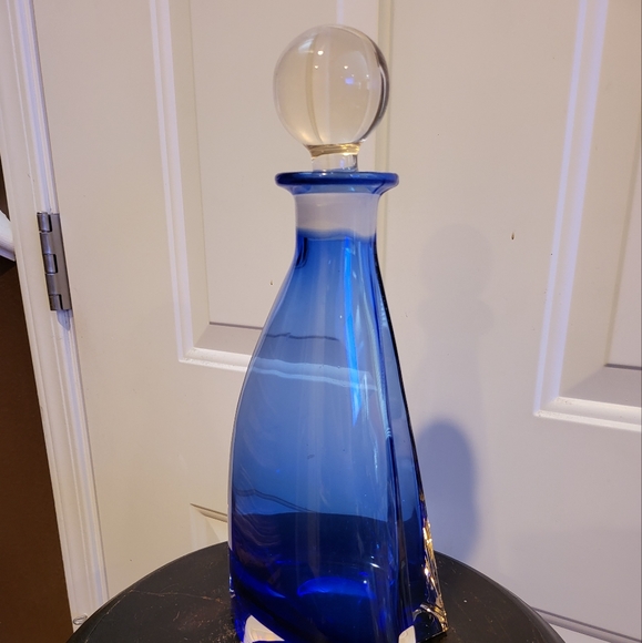 Mid-Century Modern Cobalt Blue Glass Decanter 12